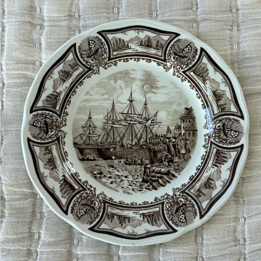 J&G‎ Meakin Americana Style House Ironstone 4 pcs Transferware Set Brown White